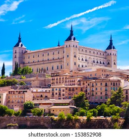 Panorama Of The Alcazar Of Toledo, Near Madrid, Spain.