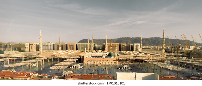 Panorama Al-Masjid An-Nabawi (Prophet's Mosque) In Medina City, Saudi Arabia