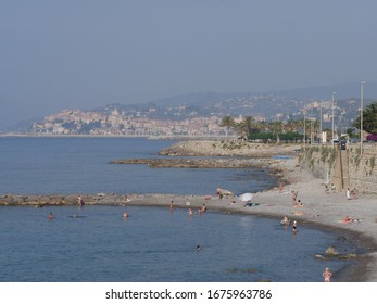 Panorama Along The Cycle Lane Overlooking The Sea In The Coast From Diana Marina To Imperia Oneglia