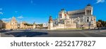 Panorama of Altar of the Fatherland also known as the National Monument to Victor Emmanuel II in Rome, Italy. Rome architecture and landmark.