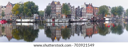 Similar – Image, Stock Photo Architecture Of Dutch Houses Facade and Houseboats On Amsterdam Canal