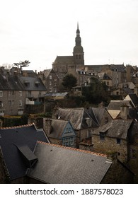 Panorama Of Ancient Historic Stone House Buildings In Village Town Dinan In Cotes DArmor Brittany France Europe