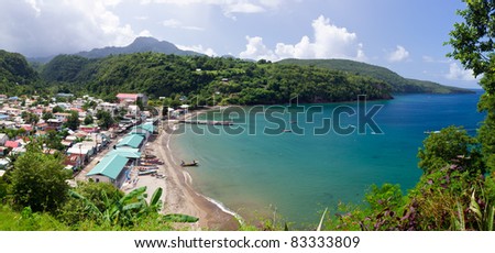 Panorama of Anse La Raye bay in St. Lucia