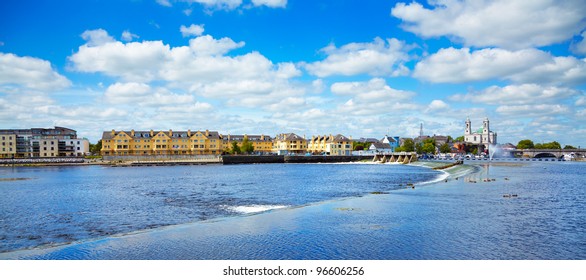 Panorama of Athlone city and the Shannon river in summer, Co. Westmeath, Ireland.