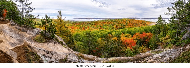 Panorama of the autumn forest. Autumn mountain panorama. Mountain forest in autumn. Autumn in mountains - Powered by Shutterstock