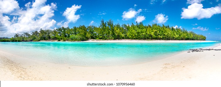 Panorama Of Île Aux Cerfs (Deer Island) Is A Privately Owned Island Near The East Coast Of Mauritius In The Flacq District.