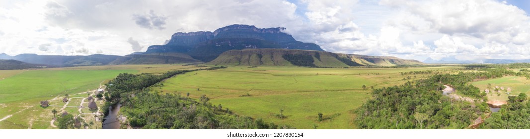 Panorama Of Auyantepui Mountain At The Great Savannah, Venezuela