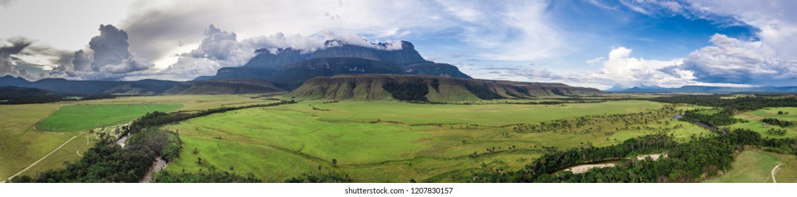 Panorama Of Auyantepui Mountain At The Great Savannah, Venezuela