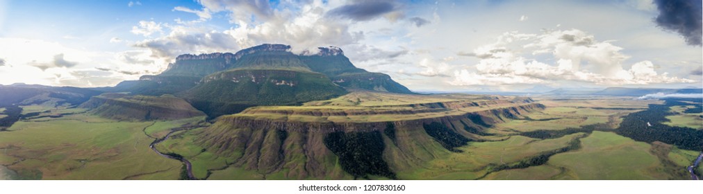 Panorama Of Auyantepui Mountain At The Great Savannah, Venezuela