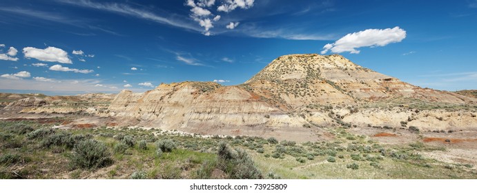 Panorama Of Badlands In Northern Montana