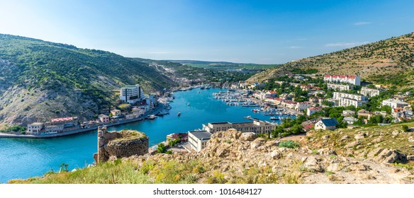 Panorama Of The Balaklava Bay. View From The Fortress Cembalo. Russia, The Crimea