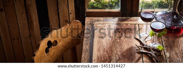 Panorama Banner Rustic Table Chair Pub Stock Photo Edit Now