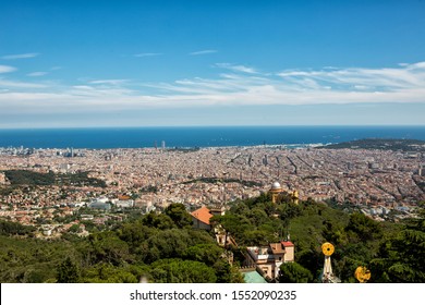 Panorama of Barcelona, view from Tibidabo, Spain
