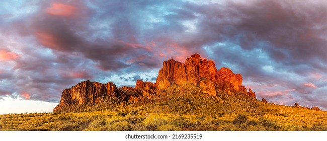 Panorama of a beautiful mountain range. Mountain range panorama. Mountain range panoramic landscape. Beautiful mountain panorama
