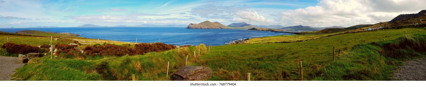 Panorama Of Beautiful Victoria Island Landscape, Southern Ireland  