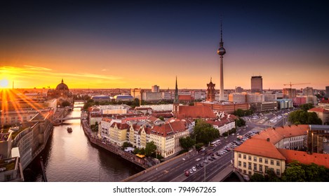 A panorama of Berlin at sunset