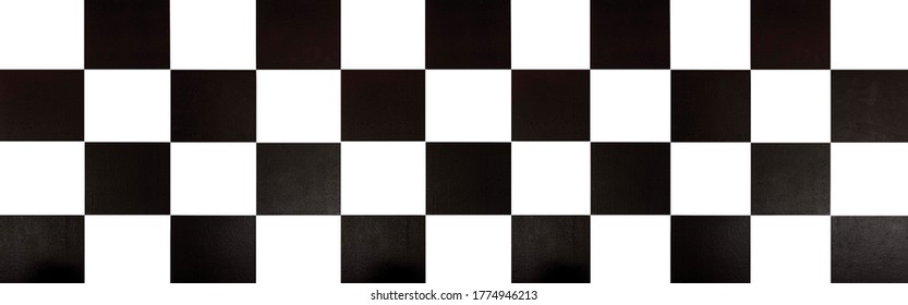 Panorama Of Black And White Tile Walls Checkered Pattern And Seamless Background