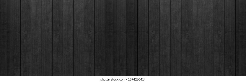 Panorama of Black wood fence texture and background seamless	