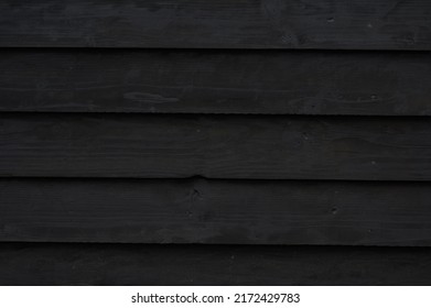 Panorama Of Black Wood Fence Texture And Background Seamless.