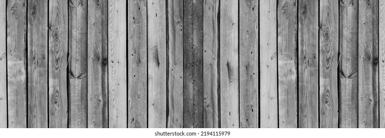 Panorama Of Black Wood Fence Texture And Background Seamless