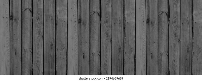 Panorama Of Black Wood Fence Texture And Background Seamless