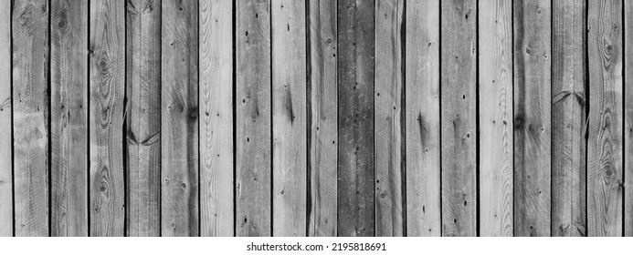 Panorama Of Black Wood Fence Texture And Background 