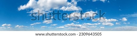 Panorama Blue sky and white clouds. Bfluffy cloud in the blue sky background