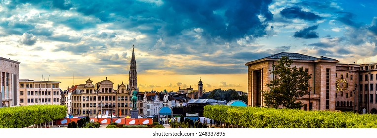 Panorama Of Brussels In A Beautiful Summer Day