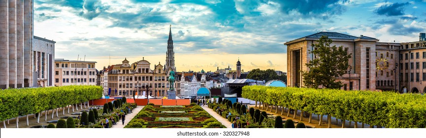 Panorama Of Brussels In A Beautiful Summer Day