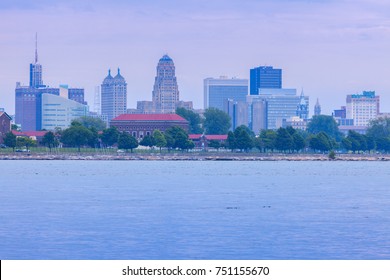 Panorama of Buffalo across Niagara River.  Buffalo, New York, USA.