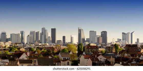 panorama of business district La Defense in Paris, France