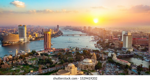 Panorama of Cairo cityscape taken during the sunset from the famous Cairo tower, Cairo, Egypt - Powered by Shutterstock