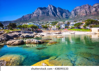 Panorama of Cape Town, South Africa. The city beach against magnificent mountains - Shutterstock ID 438090133