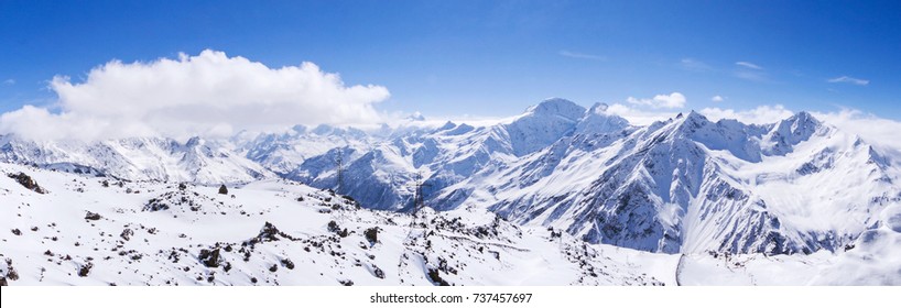 Panorama Caucasus Mountains in winter - Shutterstock ID 737457697