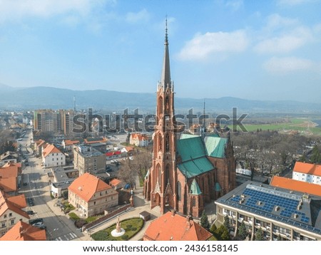 Panorama of the city of Bielawa in the Owl Mountains in Lower Silesia