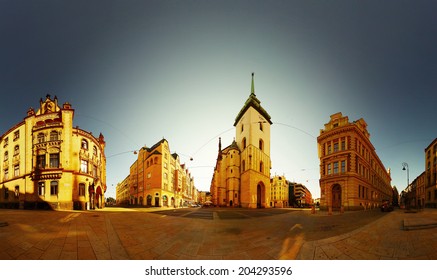 Panorama Of The City Center Of Brno At Evening