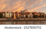 Panorama of the city of Szczecin in Poland during a spectacular sunrise