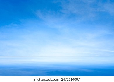 Panorama of clear sky background for summer vacation concept at ocean and summer sea water with sunlight of beautiful cloudy sky.