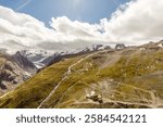 Panorama of cloud layer from mountain top over Swiss alps