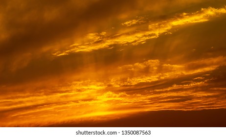 Panorama Cloudy Orange Sky Golden Hour Stock Photo 1350087563