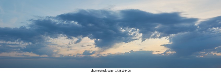 Panorama Of The Cloudy Sky At Sunset