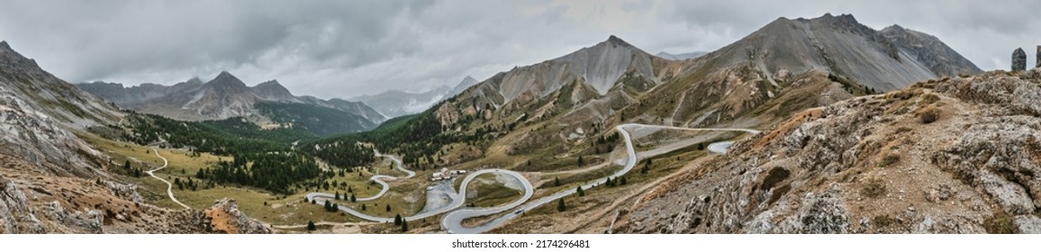 Panorama Of Col D Izoard, A Stage Of The Tour De France In The French Alps