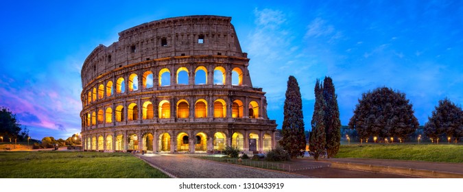 Panorama of the Colosseum in Rome, Italy