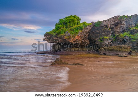panorama of crocodile rock on the coast