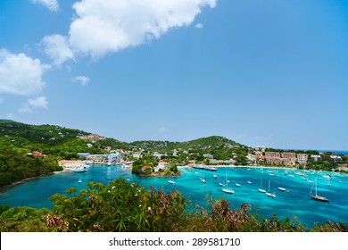 Panorama Of Cruz Bay The Main Town On The Island Of St. John USVI, Caribbean