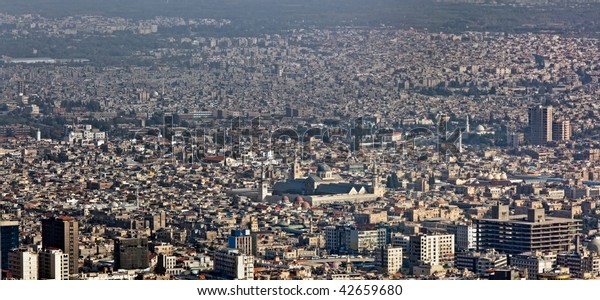 Panorama Damascus Mountain Kasun Umayyad Mosque Stock Photo (Edit Now ...