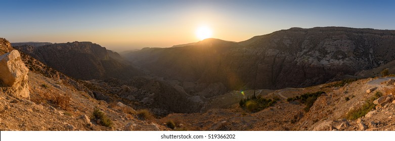 Panorama Of Dana Biosphere Reserve, Jordan, At Sunset