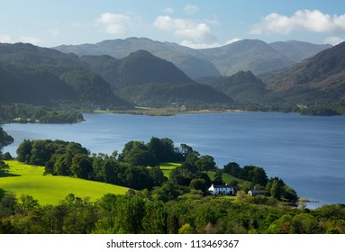 Panorama of Derwentwater in English Lake District from Castlehead viewpoint in early morning - Powered by Shutterstock