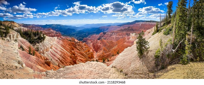 Panorama of the desert canyon valley. Canyon desert panoramic landscape. Canyon panorama. Red rock canyon panoramic landscape