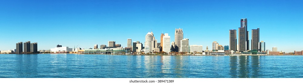 Panorama of the Detroit, Michigan Skyline